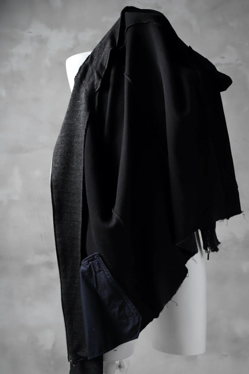 blackcrow raglan zip blouson / cotton&hemp double faces (charcoal) - Image 5