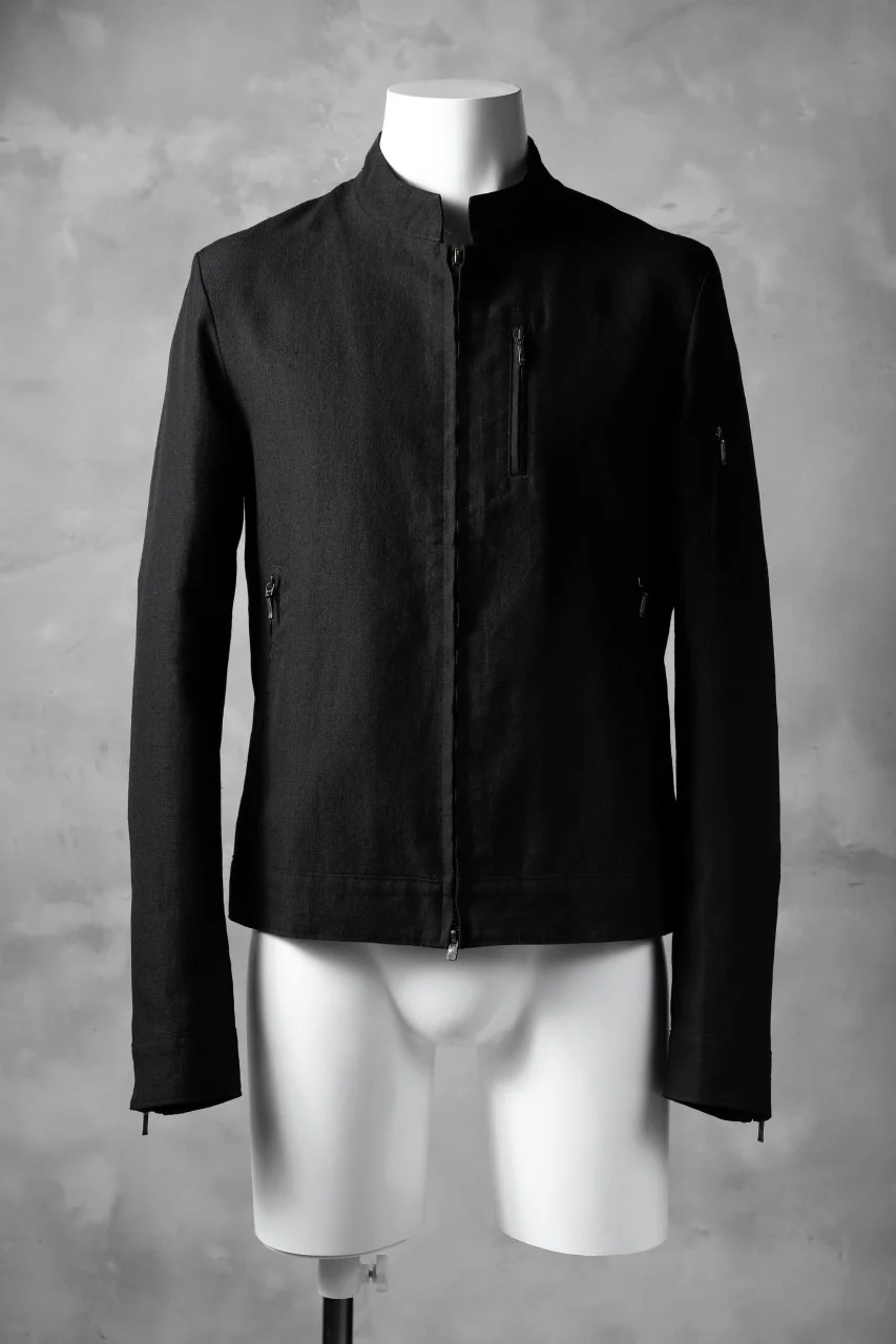 blackcrow riders zip jacket / linen&nylon woven (black)