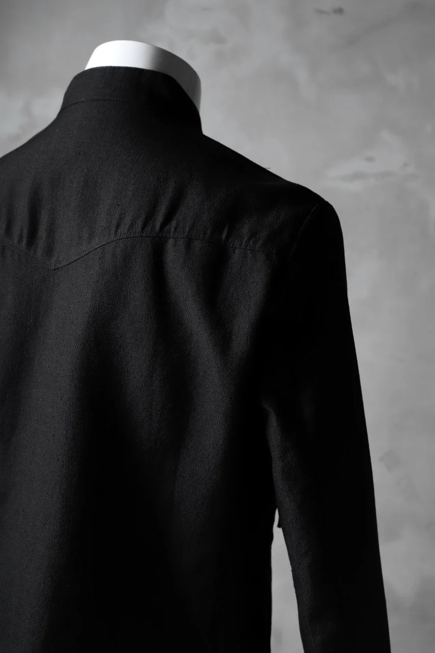 blackcrow riders zip jacket / linen&nylon woven (black) - Image 12