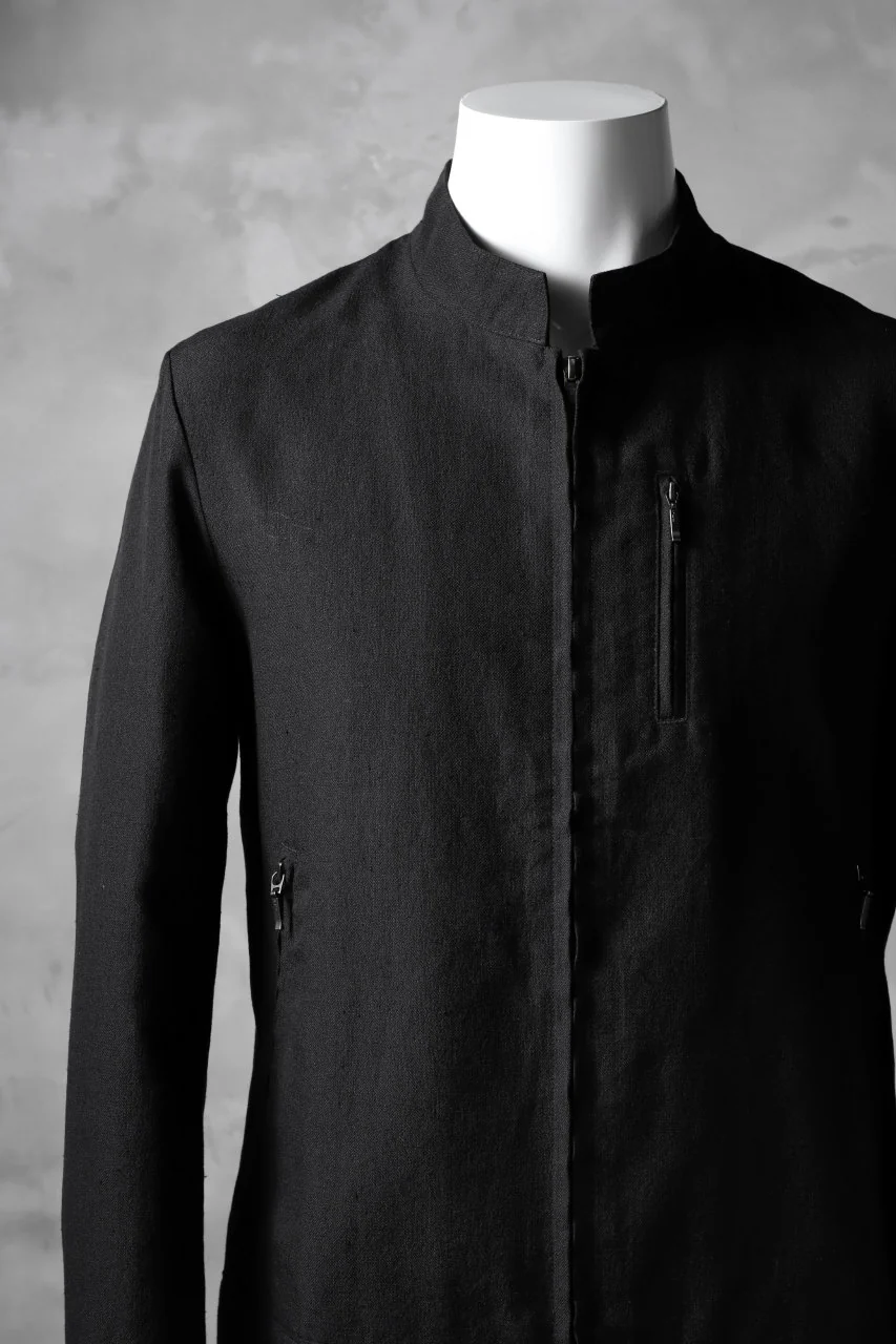 blackcrow riders zip jacket / linen&nylon woven (black) - Image 6