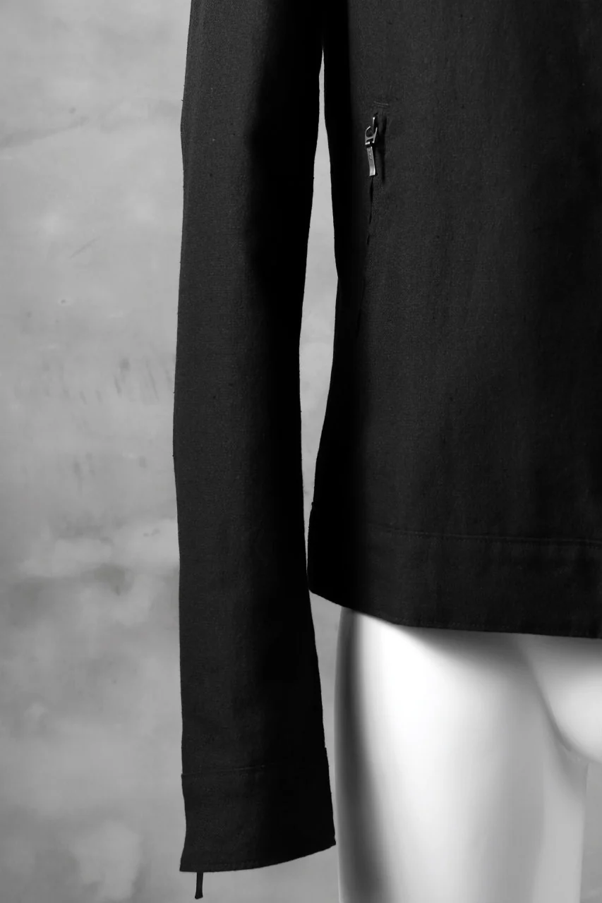 blackcrow riders zip jacket / linen&nylon woven (black) - Image 7