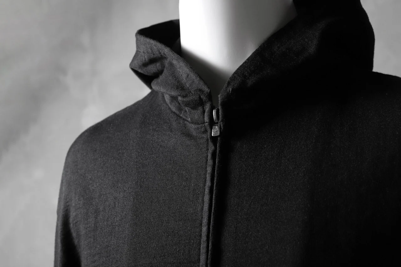 blackcrow set-in hoodie zip parka / cotton&ramie jersey (black) - Image 13