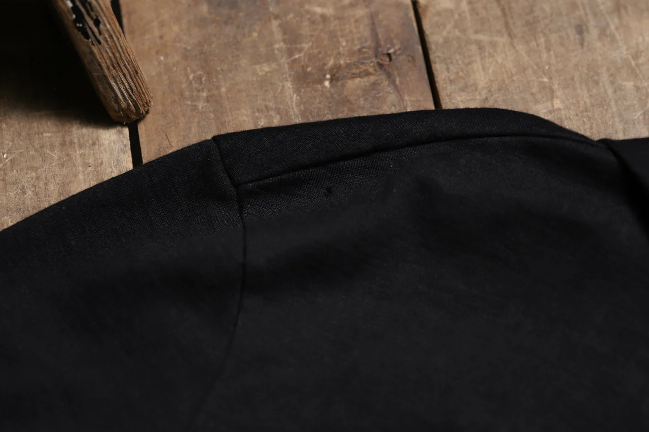 blackcrow set-in hoodie zip parka / cotton&ramie jersey (black) - Image 15