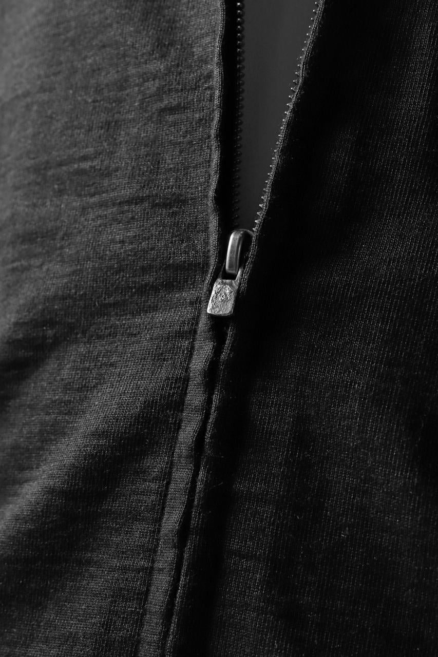 blackcrow set-in hoodie zip parka / cotton&ramie jersey (black) - Image 8