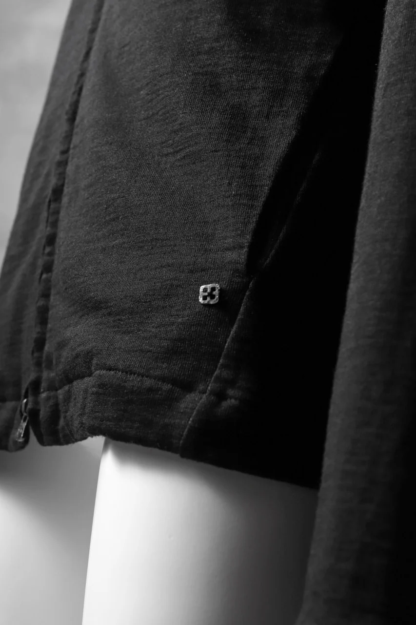 blackcrow set-in hoodie zip parka / cotton&ramie jersey (black) - Image 9