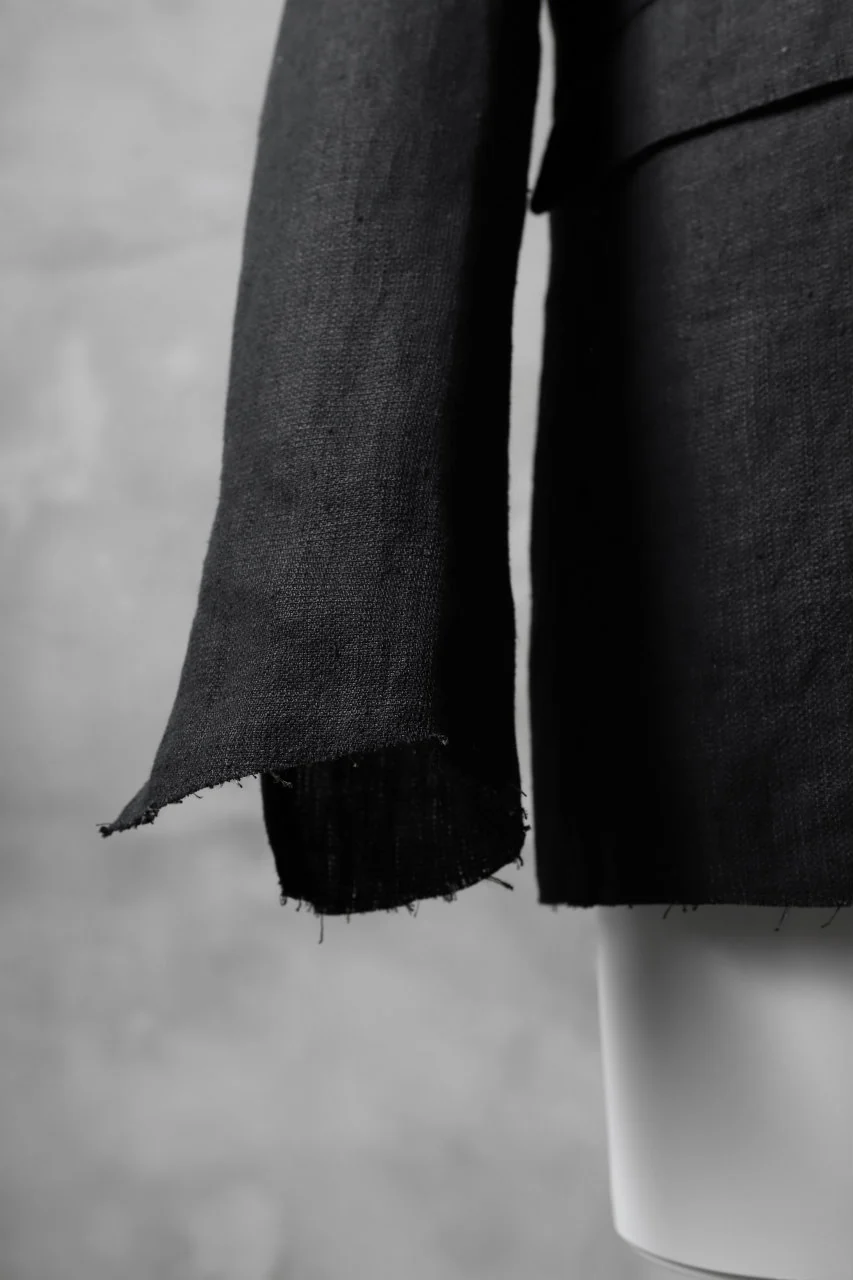 blackcrow shirt-collar 5B jacket / hemp (black) - Image 10
