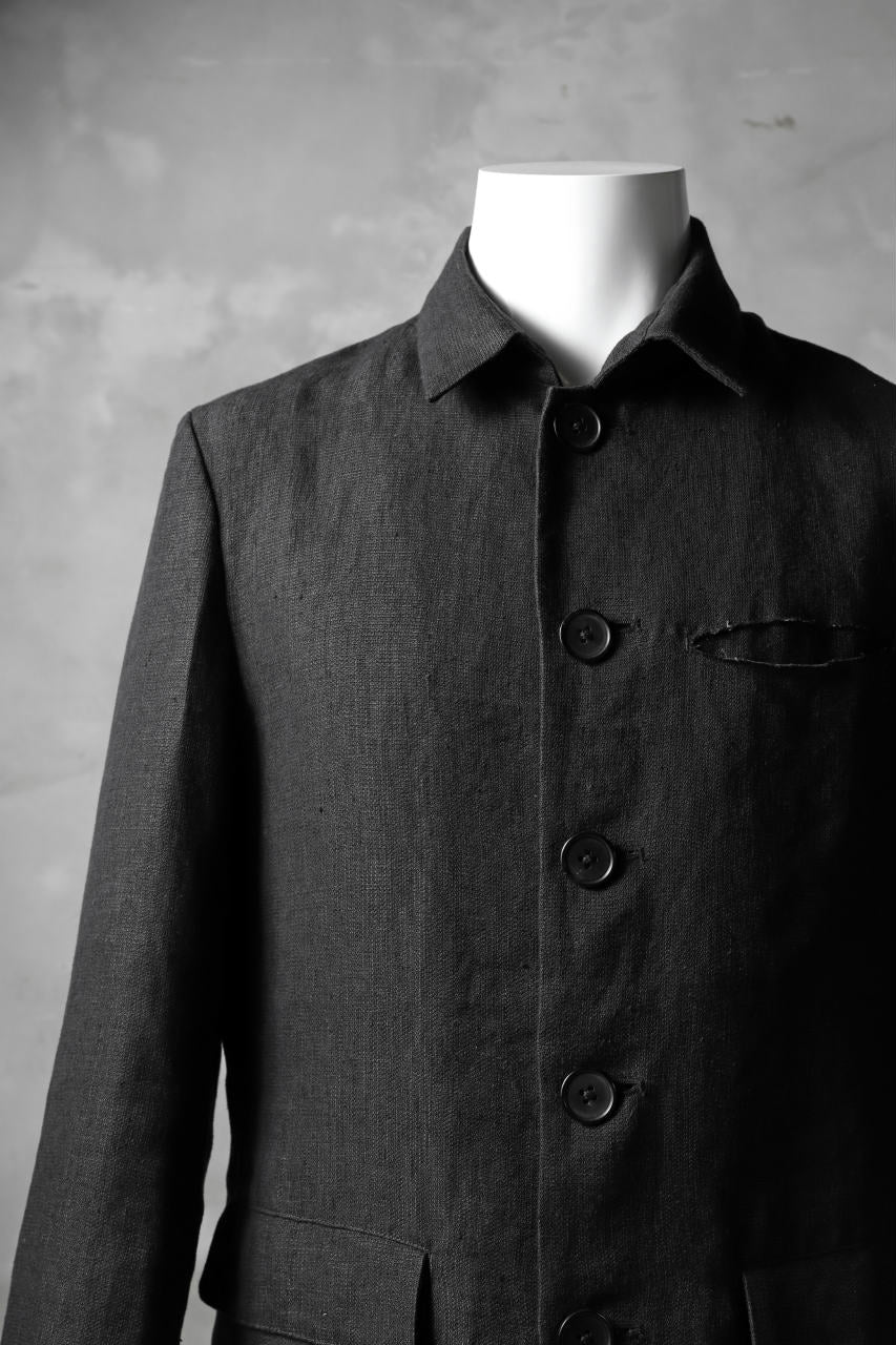blackcrow shirt-collar 5B jacket / hemp (black) - Image 7