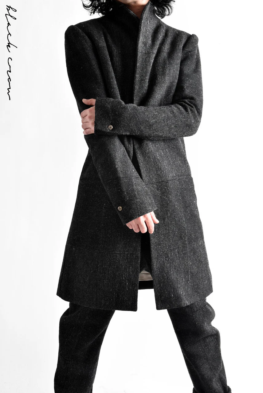 blackcrow standcollar tailorcoat (wool dark check) - Image 24