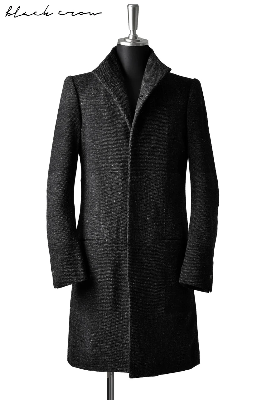 blackcrow standcollar tailorcoat (wool dark check) - Image 4