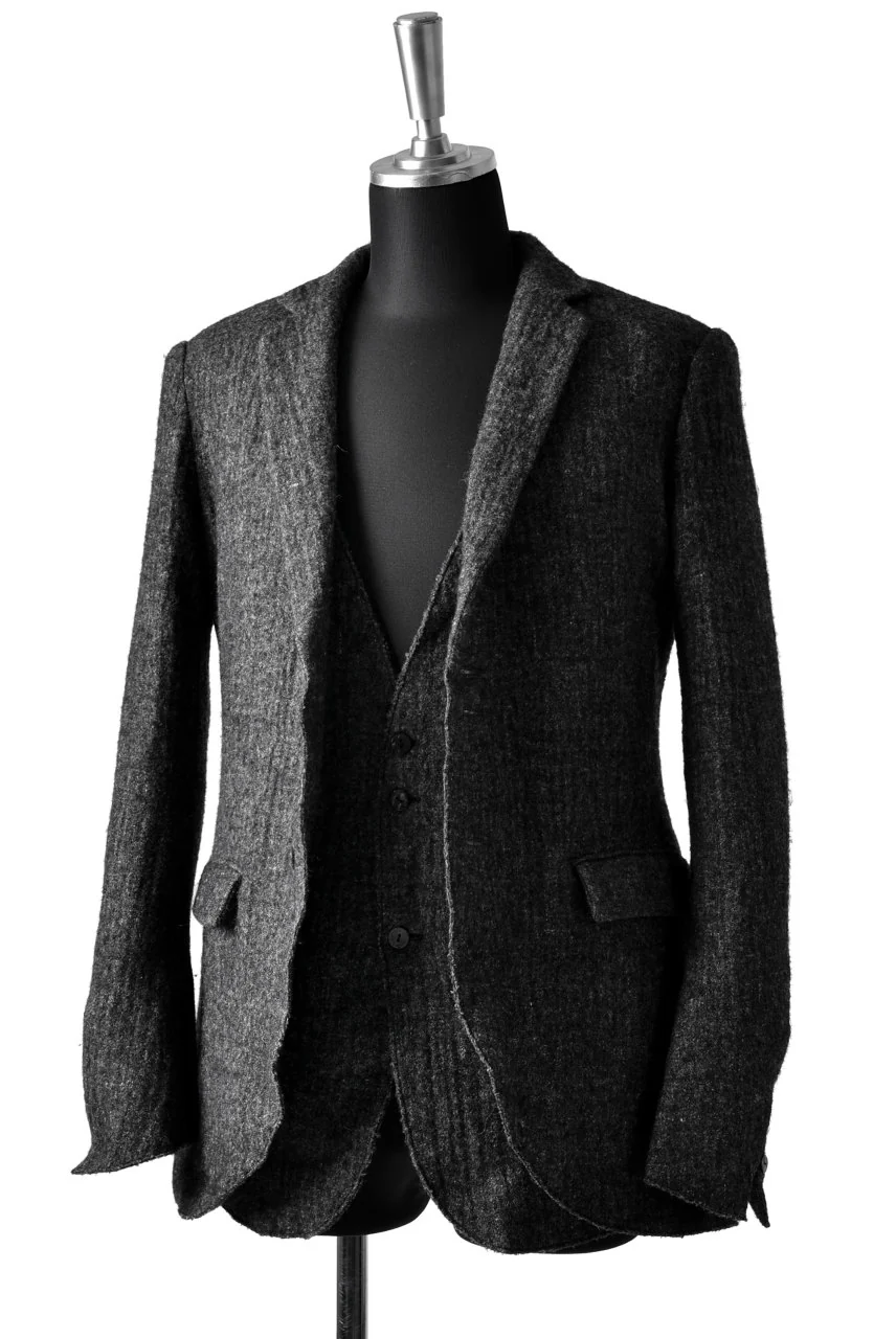 blackcrow tailor vest (wool linen fulling) (GREY) - Image 11