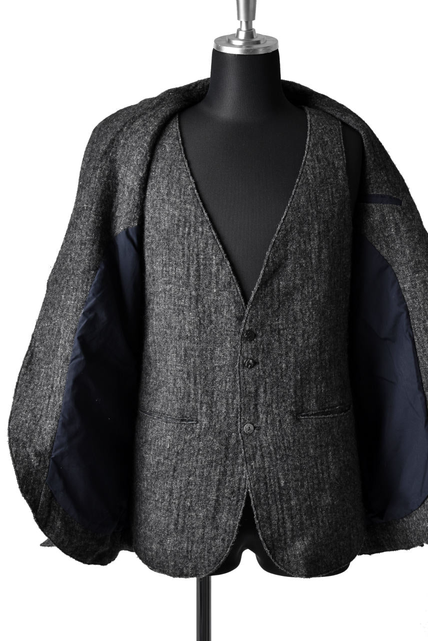 blackcrow tailor vest (wool linen fulling) (GREY) - Image 12