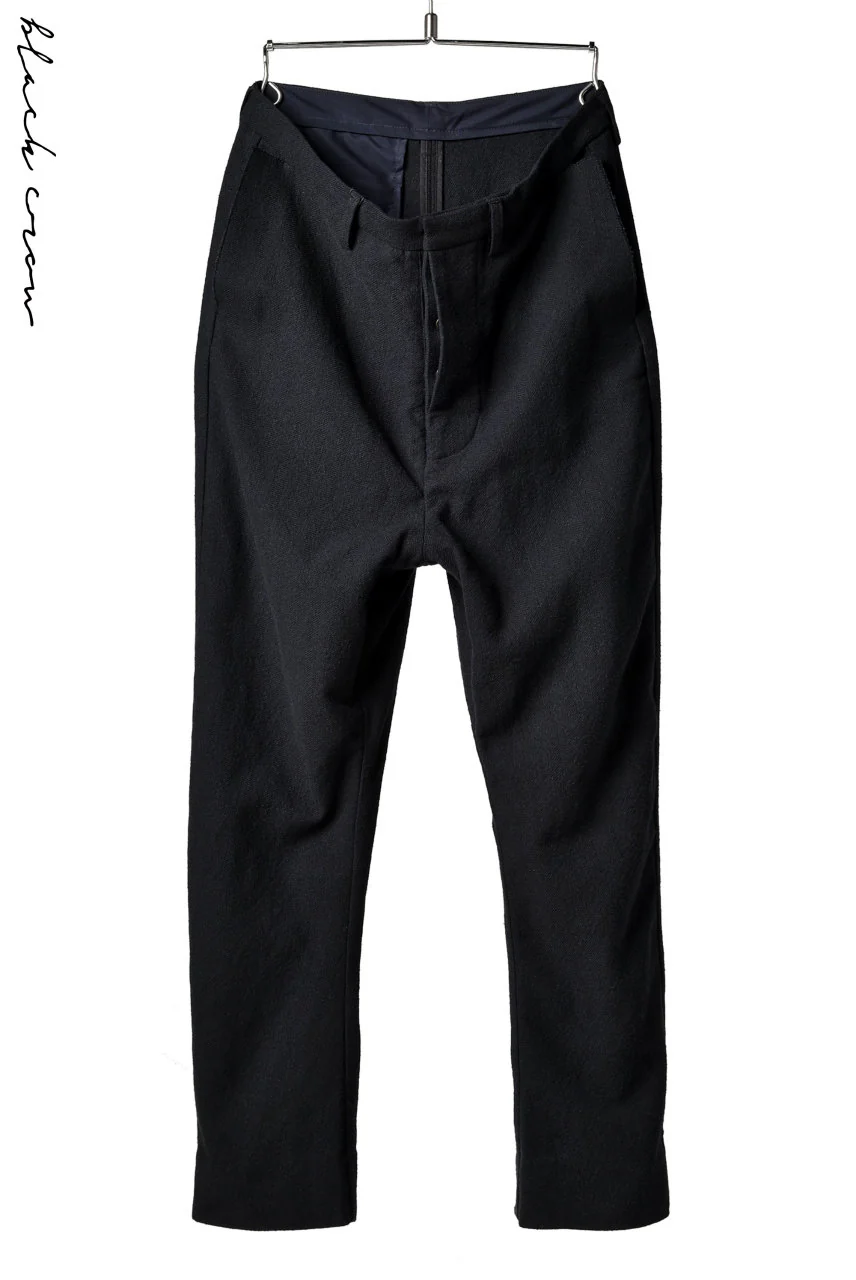 blackcrow trousers silk wool cotton tweed with SV button (NAVY)