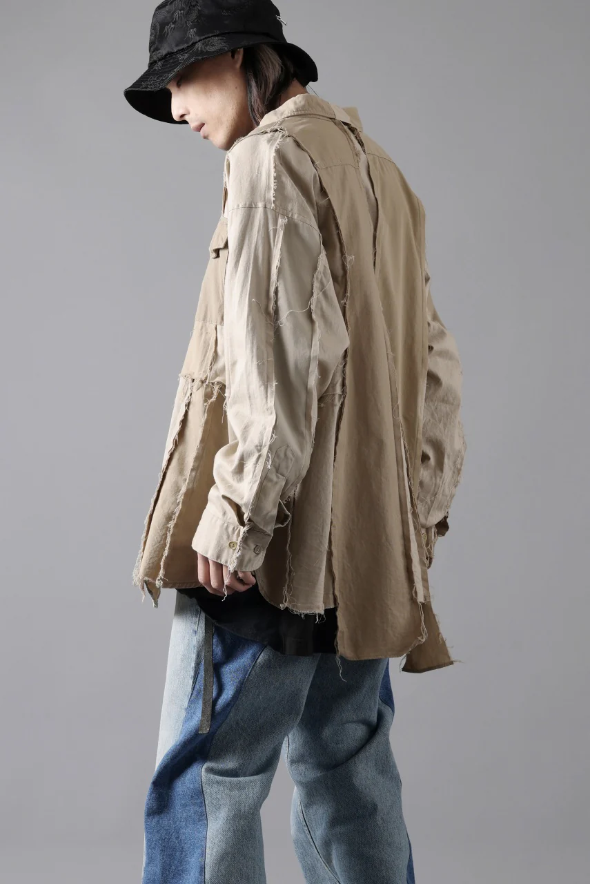 CHANGES CRAZY PANEL SHIRT - MADE BY 50's WORK SHIRT (BEIGE #A) - Image 12