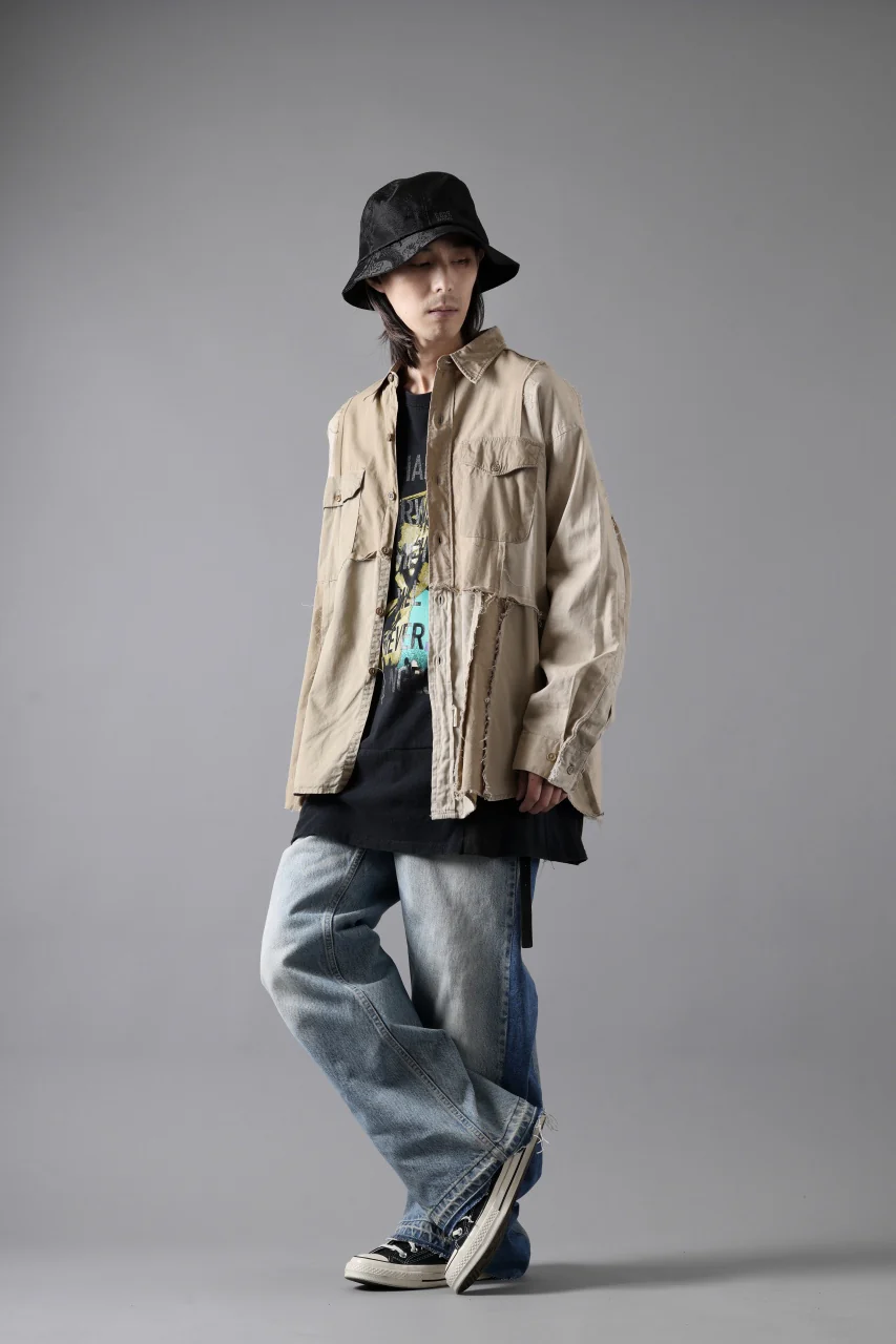 CHANGES CRAZY PANEL SHIRT - MADE BY 50's WORK SHIRT (BEIGE #A) - Image 15