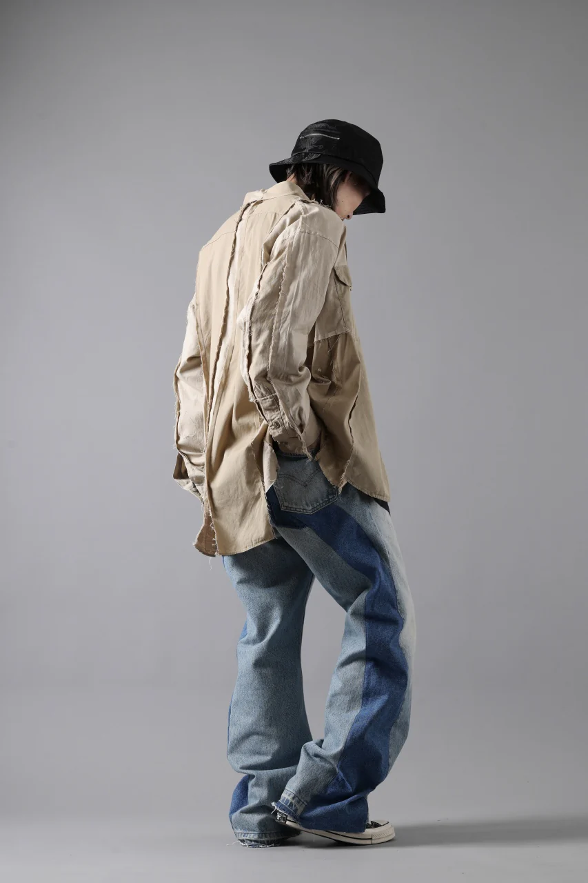 CHANGES CRAZY PANEL SHIRT - MADE BY 50's WORK SHIRT (BEIGE #A) - Image 16