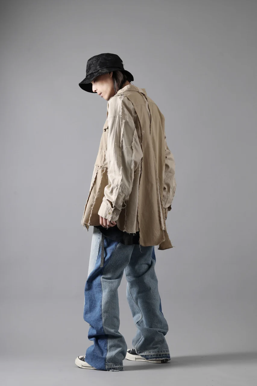 CHANGES CRAZY PANEL SHIRT - MADE BY 50's WORK SHIRT (BEIGE #A) - Image 17