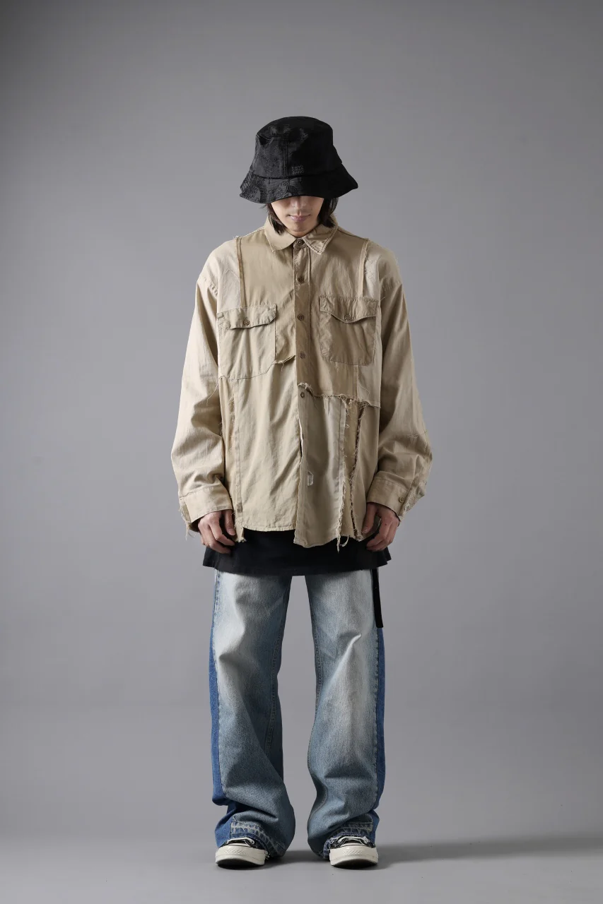 CHANGES CRAZY PANEL SHIRT - MADE BY 50's WORK SHIRT (BEIGE #A) - Image 19