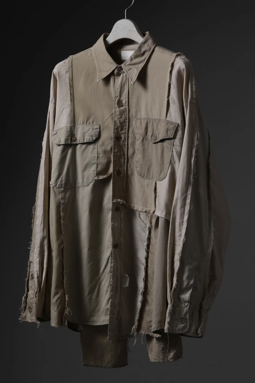 CHANGES CRAZY PANEL SHIRT - MADE BY 50's WORK SHIRT (BEIGE #B) - Image 2