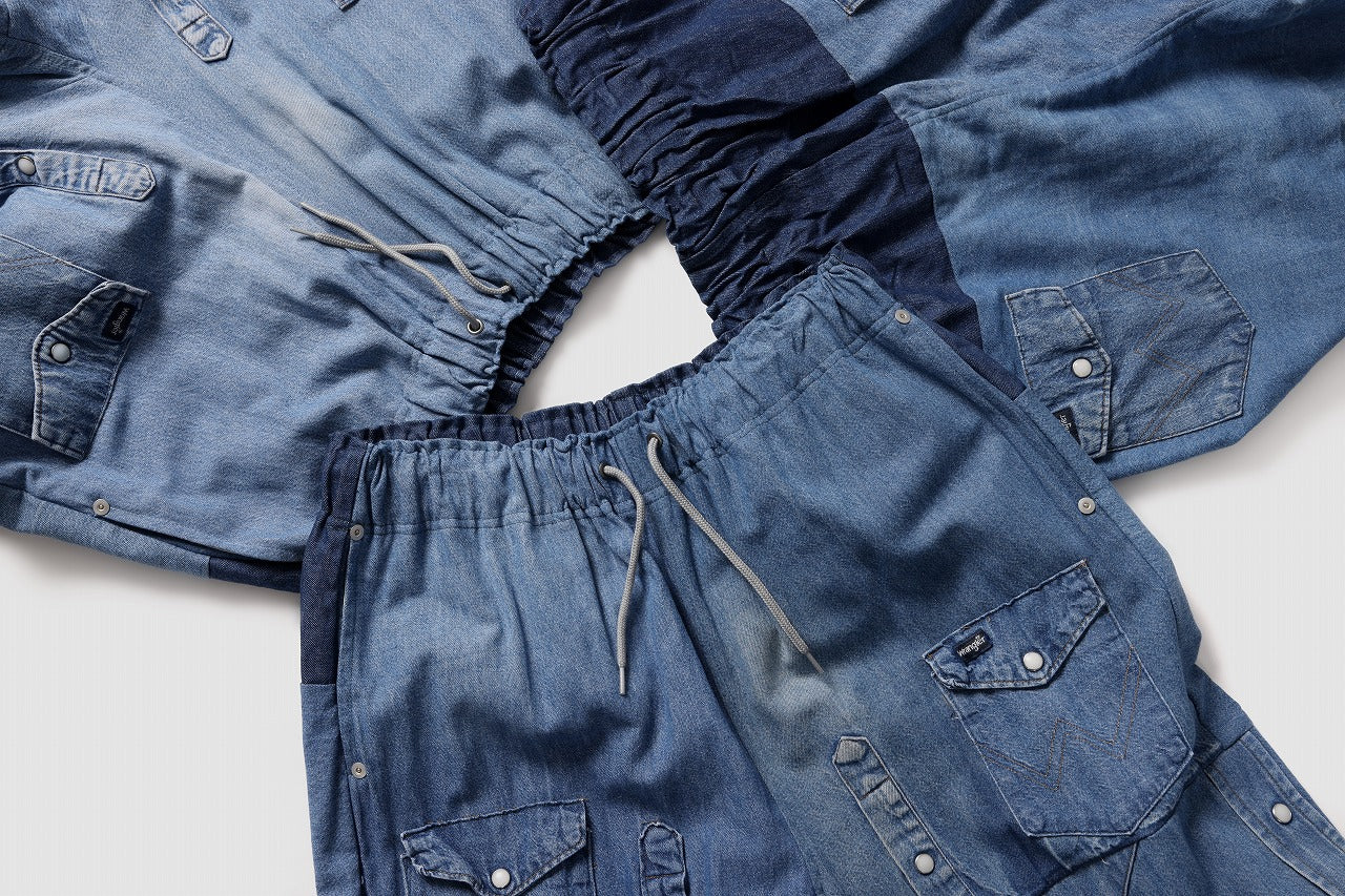 CHANGES LOOSEY REMAKE PANTS  / MADE BY VTG Wrangler SHIRT (INDIGO #A) - Image 14