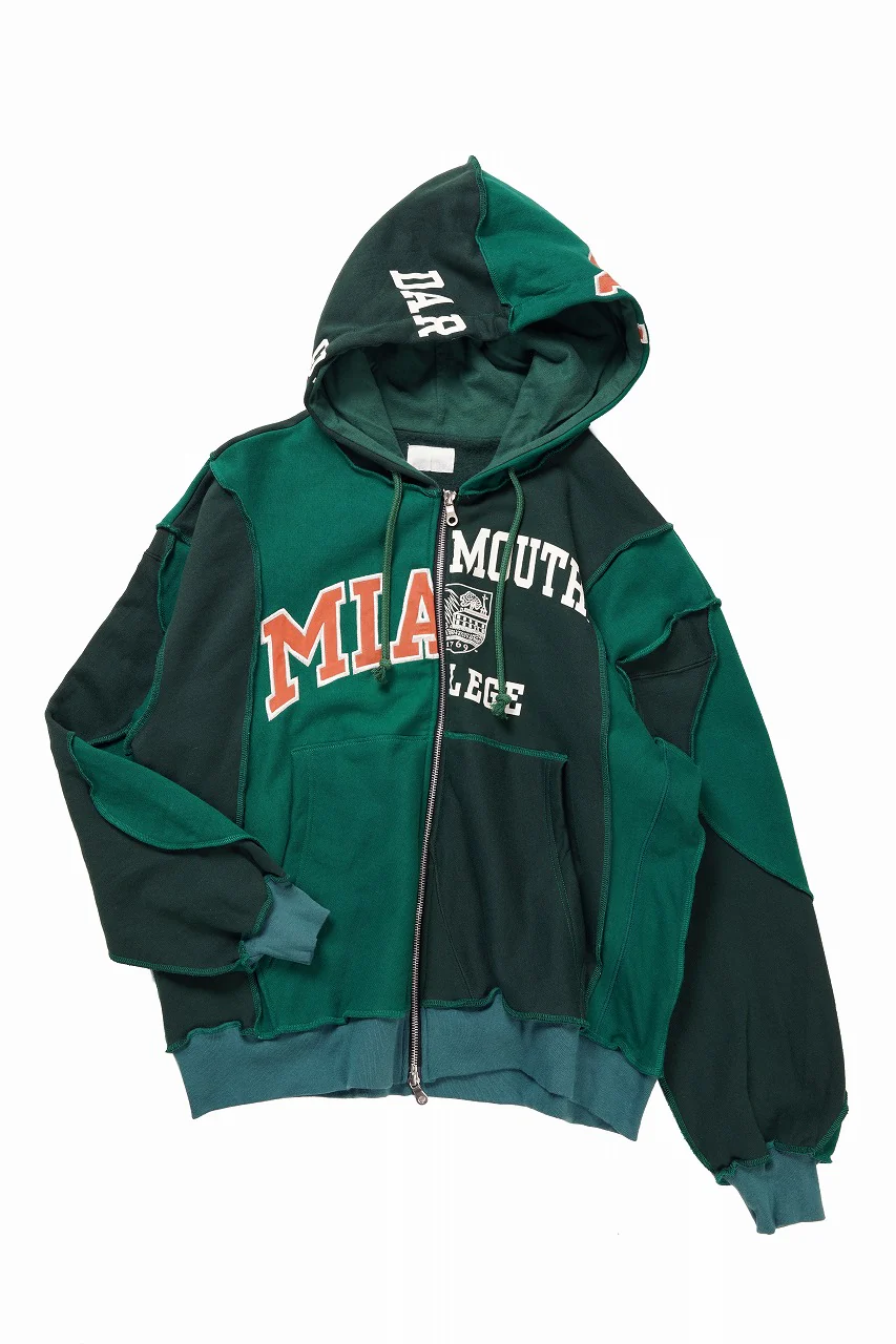 CHANGES REMAKE PANELED HOODIE (MULTI GREEN #A) - Image 2