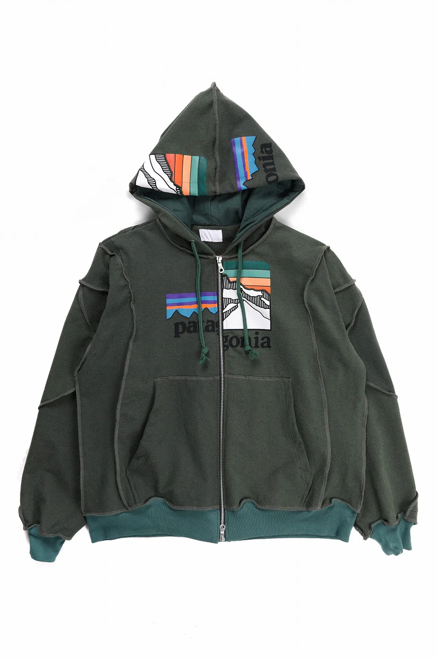 CHANGES REMAKE PANELED HOODIE (MULTI GREEN #A)