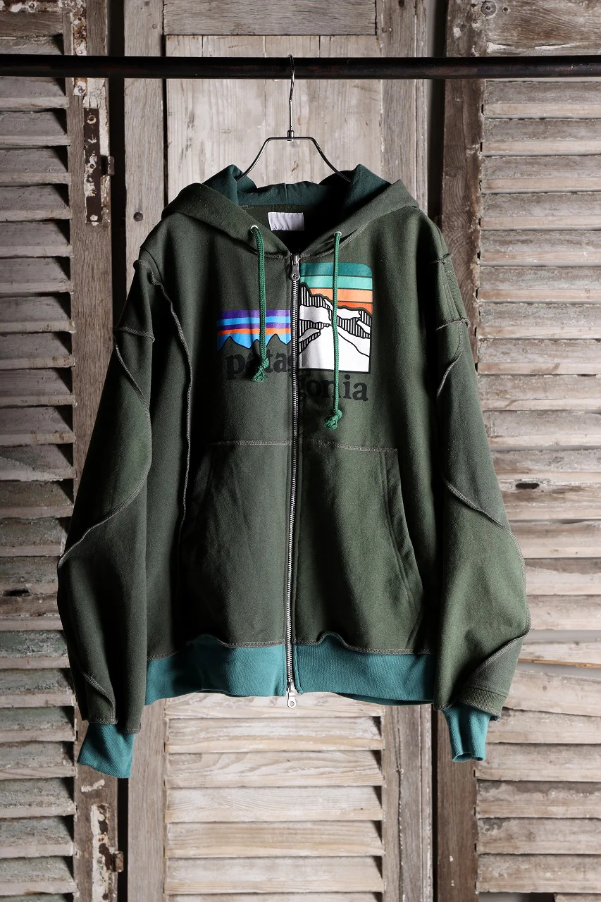 CHANGES REMAKE PANELED HOODIE (MULTI GREEN #A) - Image 10