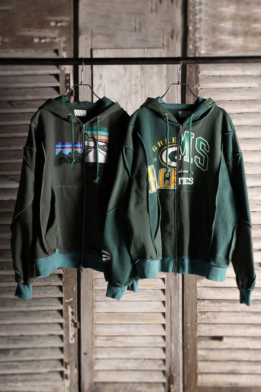CHANGES REMAKE PANELED HOODIE (MULTI GREEN #A) - Image 18