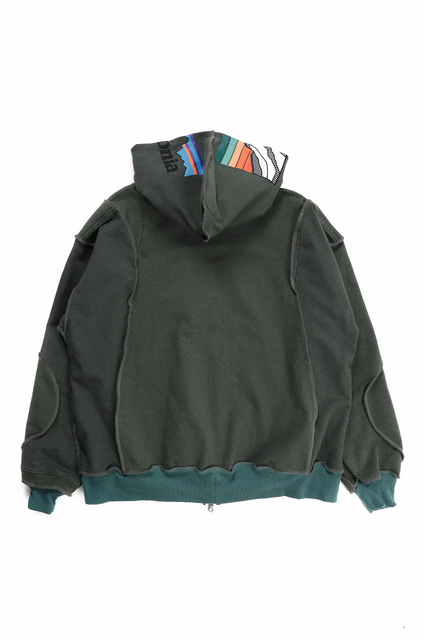 CHANGES REMAKE PANELED HOODIE (MULTI GREEN #A) - Image 2