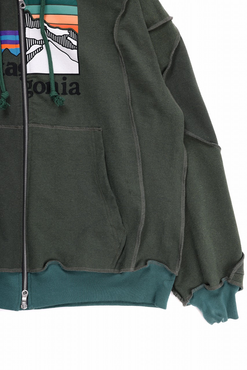 CHANGES REMAKE PANELED HOODIE (MULTI GREEN #A) - Image 6