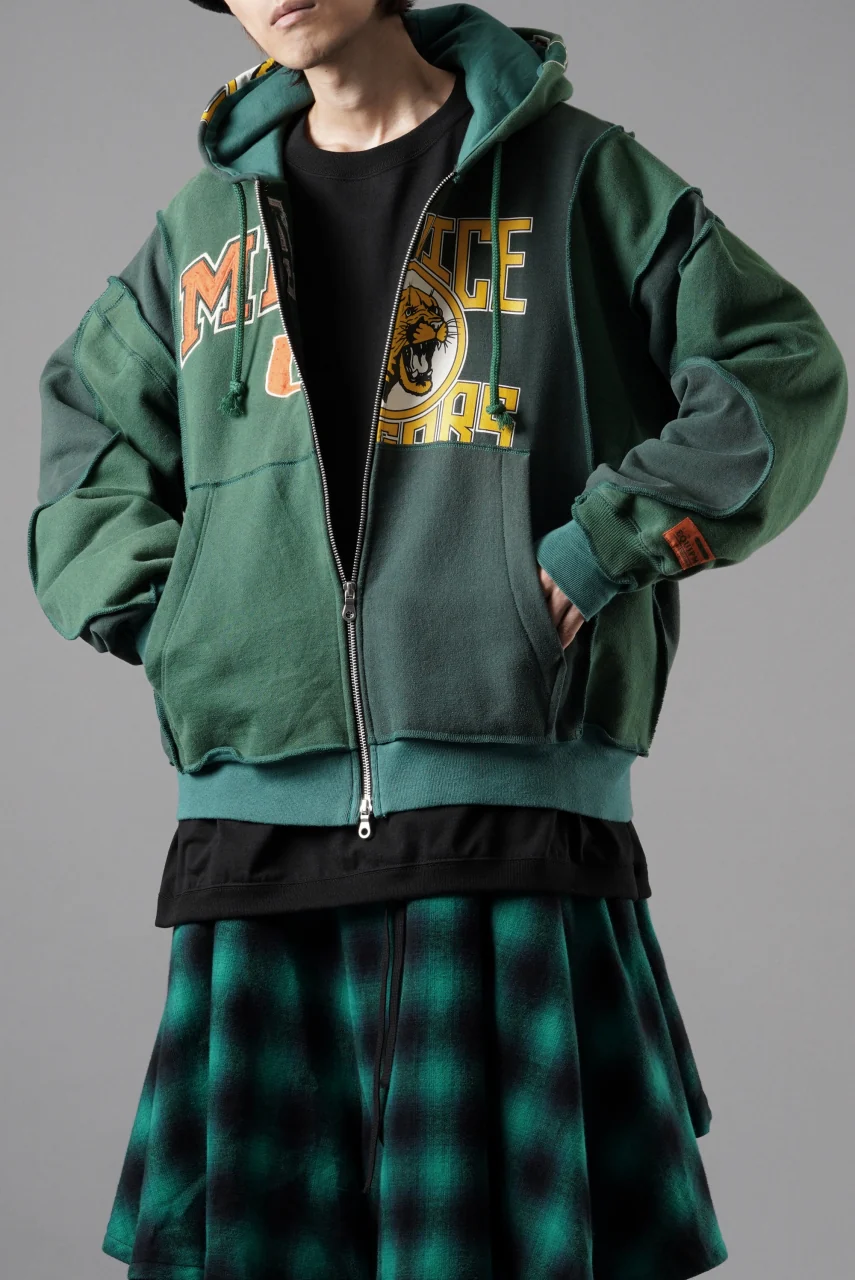 CHANGES REMAKE PANELED HOODIE (MULTI GREEN #B) - Image 9