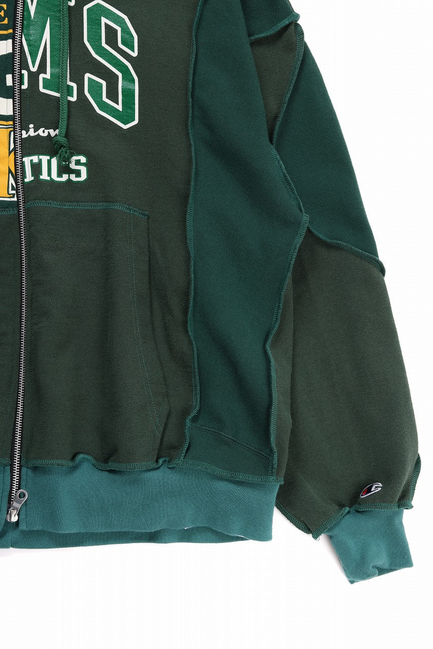 CHANGES REMAKE PANELED HOODIE (MULTI GREEN #B) - Image 4