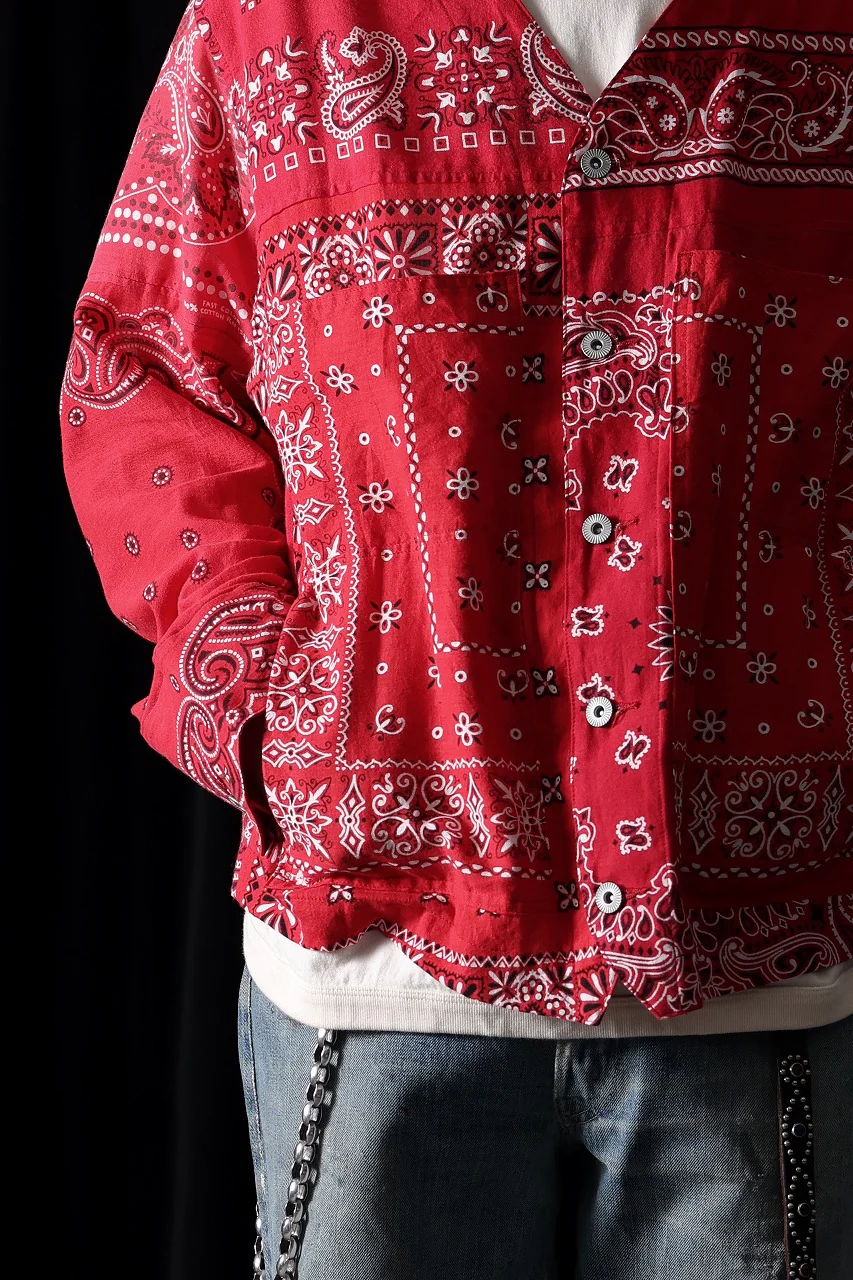 CHANGES REMAKE VINTAGE BANDANA ENGINEER JACKET (RED) - Image 4