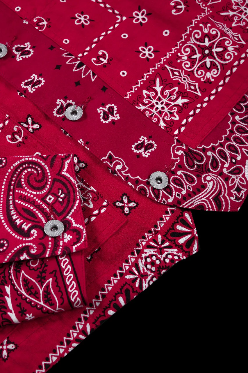 CHANGES REMAKE VINTAGE BANDANA ENGINEER JACKET (RED) - Image 9