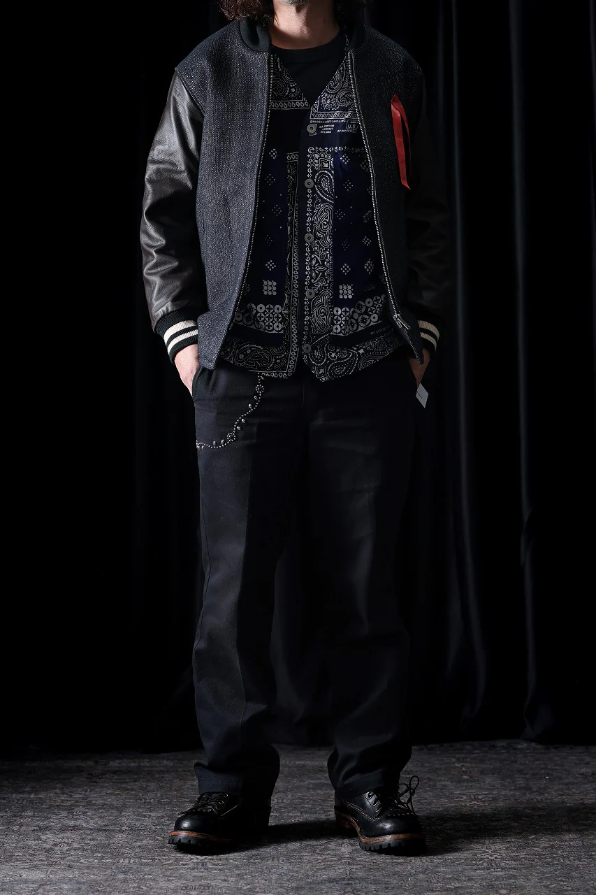 CHANGES REMAKE VINTAGE BANDANA ENGINNER JACKET (BLACK / NAVY) - Image 12