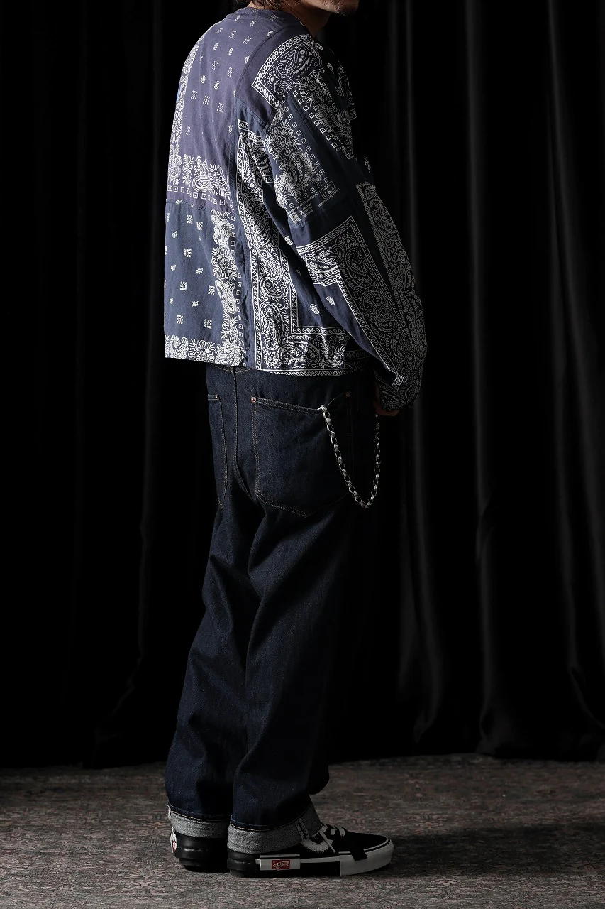 CHANGES REMAKE VINTAGE BANDANA ENGINNER JACKET (BLACK / NAVY) - Image 13