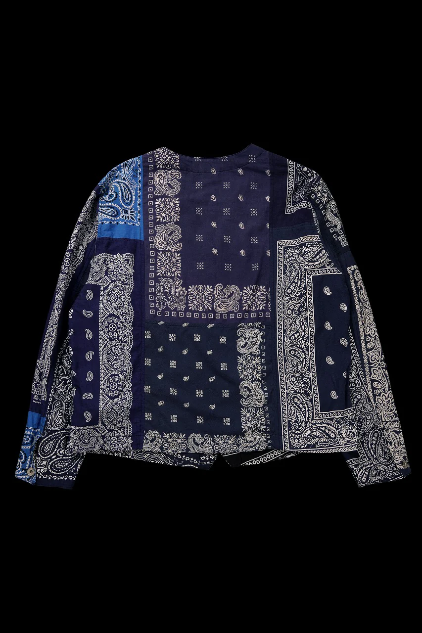 CHANGES REMAKE VINTAGE BANDANA ENGINNER JACKET (BLACK / NAVY) - Image 5