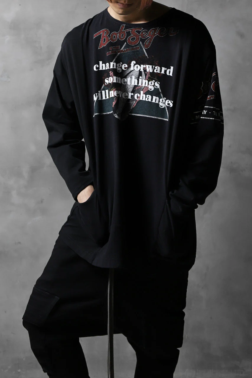 CHANGES VINTAGE REMAKE BOAT-NECK BAND L/S TEE (BLACK #A) - Image 2
