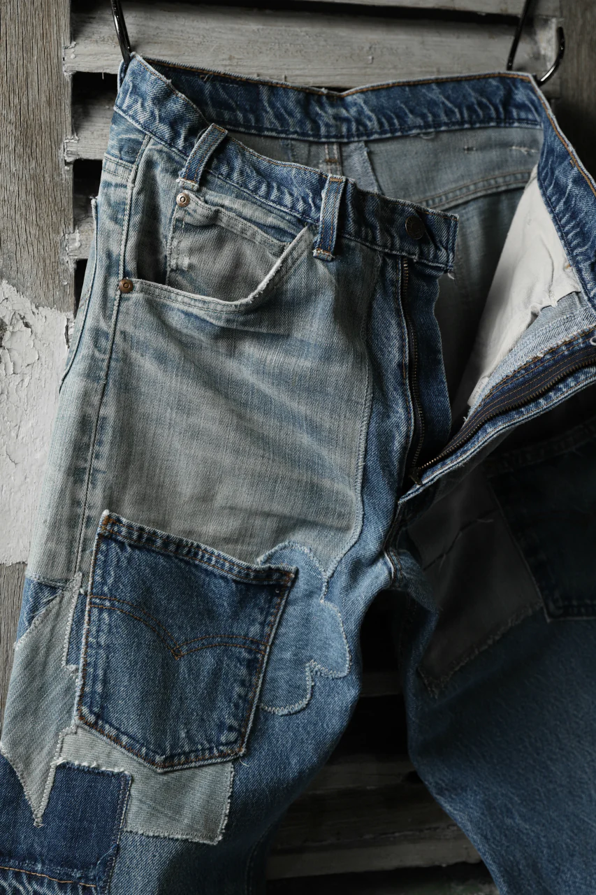 CHANGES VINTAGE REMAKE DENIM STRAIGHT PANTS / RARE DENIM (INDIGO #A) - Image 9
