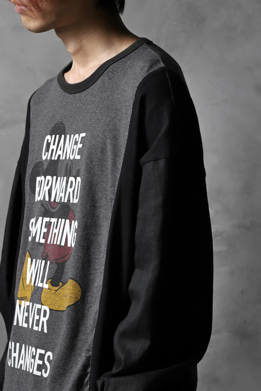 CHANGES VINTAGE REMAKE LONG SLEEVE SHIRT TOPS (GREY x BLACK #MICKEY) - Image 10