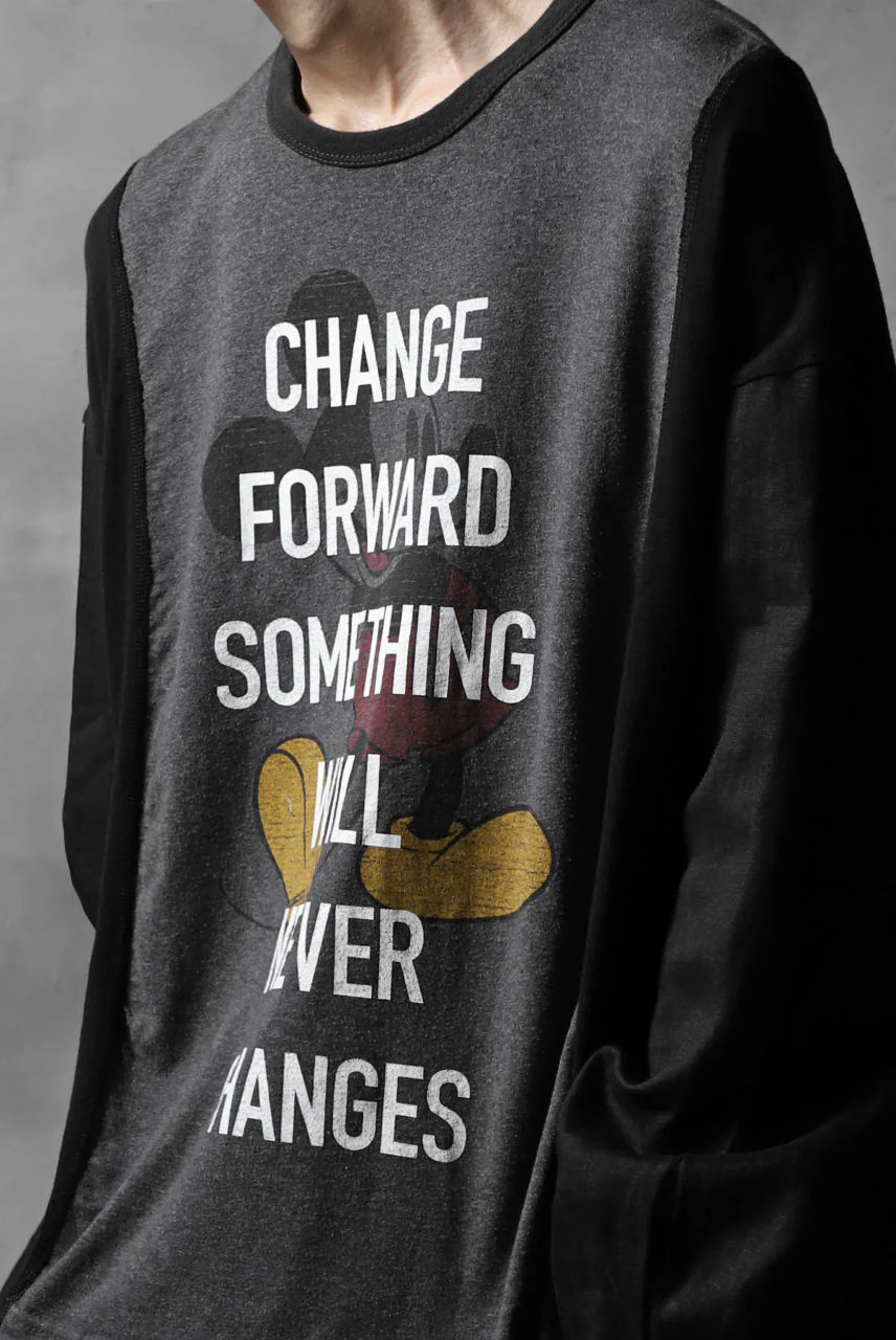 CHANGES VINTAGE REMAKE LONG SLEEVE SHIRT TOPS (GREY x BLACK #MICKEY) - Image 11