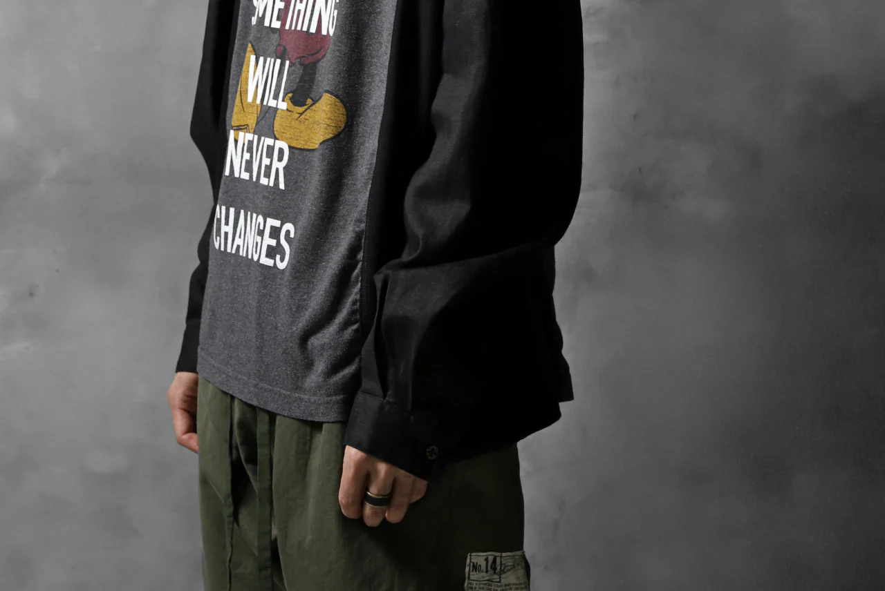 CHANGES VINTAGE REMAKE LONG SLEEVE SHIRT TOPS (GREY x BLACK #MICKEY) - Image 14