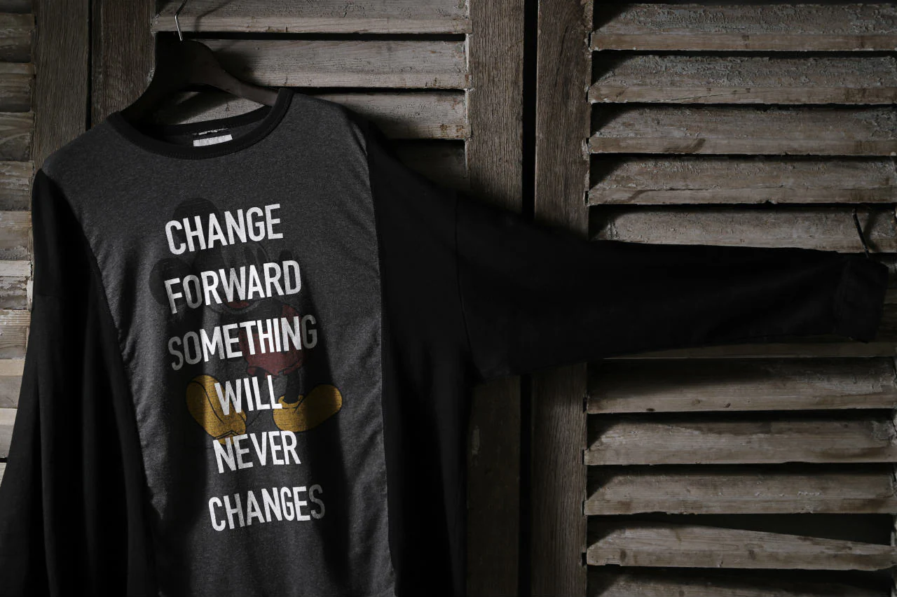 CHANGES VINTAGE REMAKE LONG SLEEVE SHIRT TOPS (GREY x BLACK #MICKEY) - Image 17