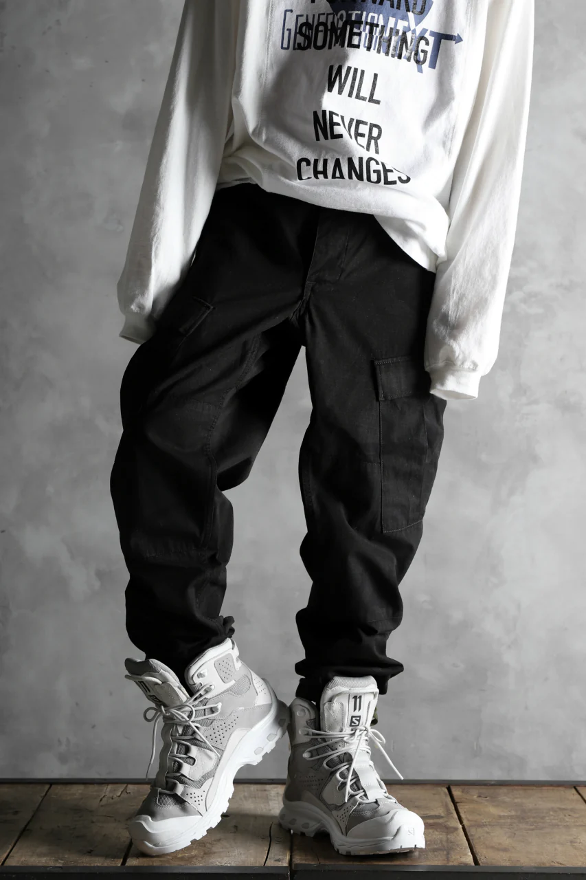 CHANGES VINTAGE REMAKE MILITARY CARGO TAPERED PANTS / WOODLAND CAMO (CHARCOAL DYED #A) - Image 13