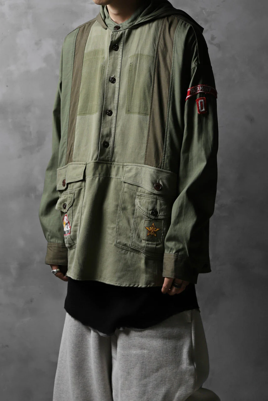 CHANGES VINTAGE REMAKE MILITARY HOODIE SHIRT-PARKA (KHAKI #A) - Image 3