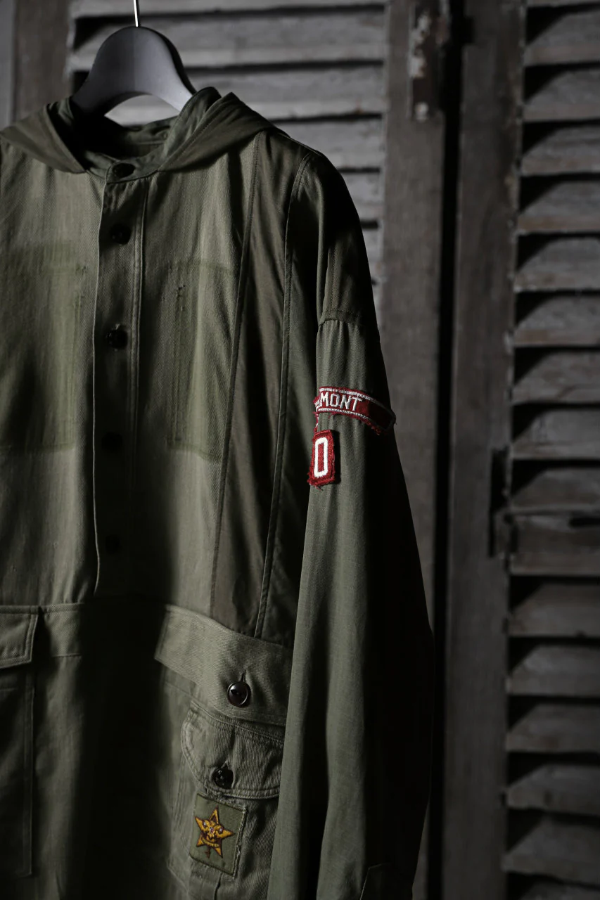 CHANGES VINTAGE REMAKE MILITARY HOODIE SHIRT-PARKA (KHAKI #A) - Image 4