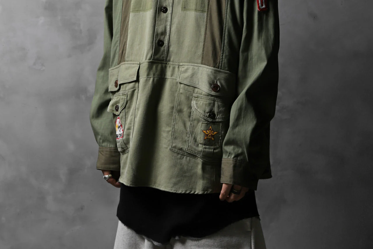 CHANGES VINTAGE REMAKE MILITARY HOODIE SHIRT-PARKA (KHAKI #A) - Image 9