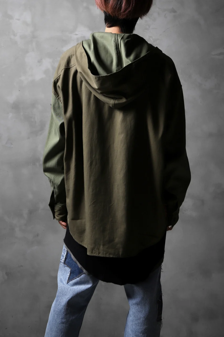 CHANGES VINTAGE REMAKE MILITARY HOODIE SHIRT-PARKA (KHAKI #B) - Image 12