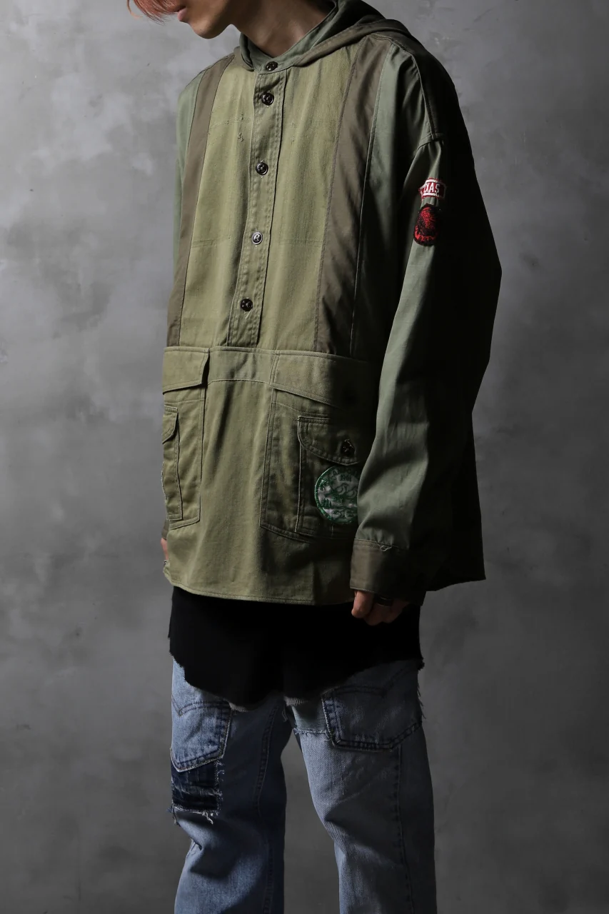 CHANGES VINTAGE REMAKE MILITARY HOODIE SHIRT-PARKA (KHAKI #B) - Image 14