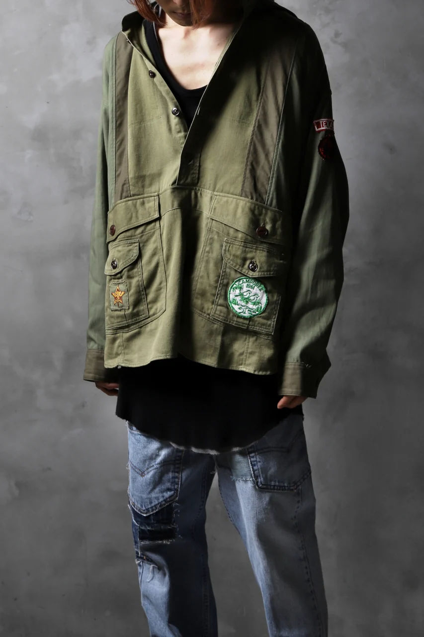 CHANGES VINTAGE REMAKE MILITARY HOODIE SHIRT-PARKA (KHAKI #B) - Image 17
