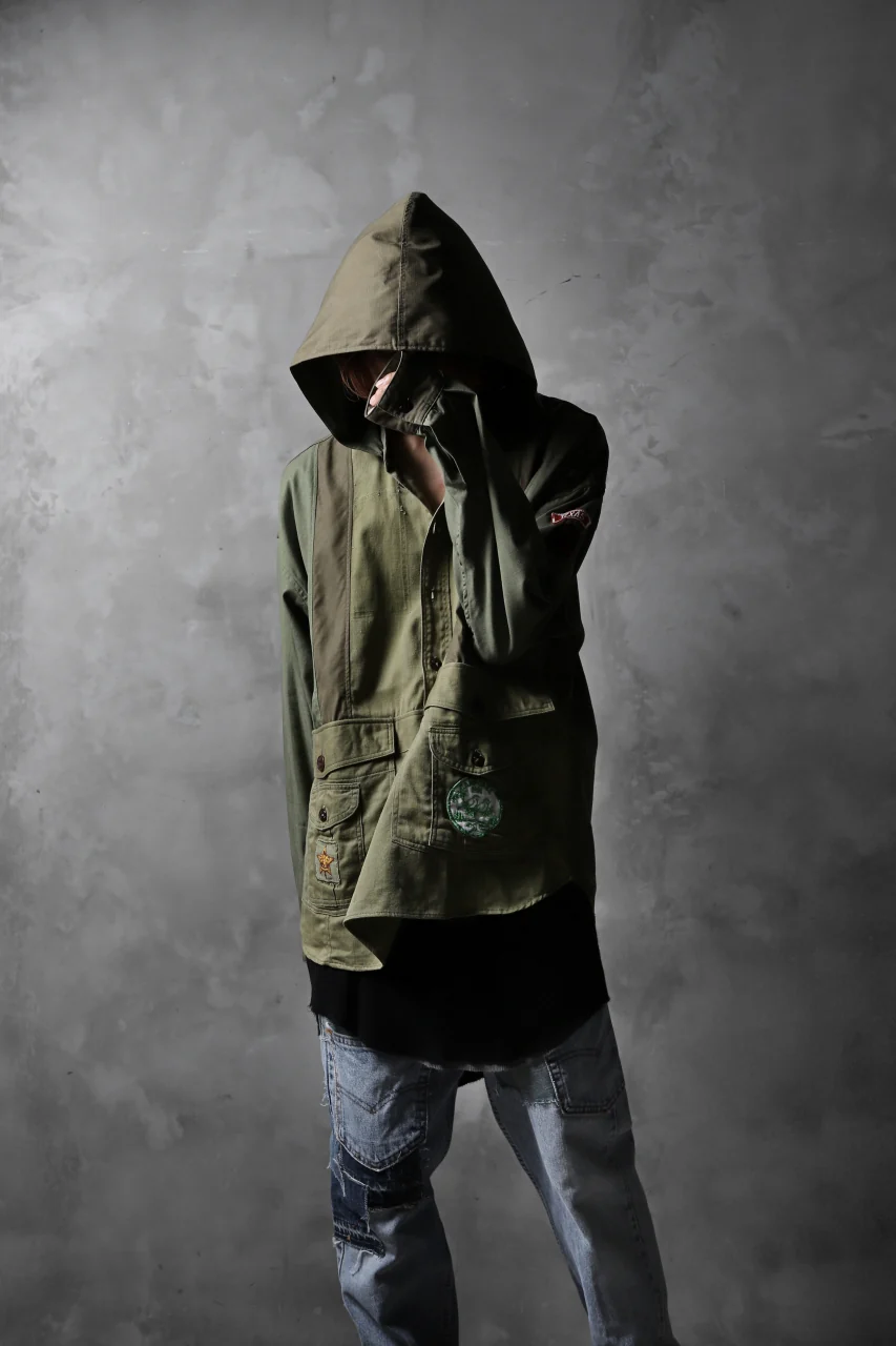 CHANGES VINTAGE REMAKE MILITARY HOODIE SHIRT-PARKA (KHAKI #B) - Image 20